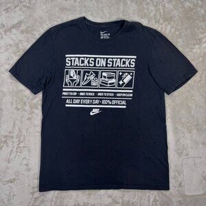 Nike Men's T Shirt Short Sleeve Stacks on Stacks Black - Size Large
